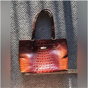 Brahmin crocodile brown leather medium size handbag